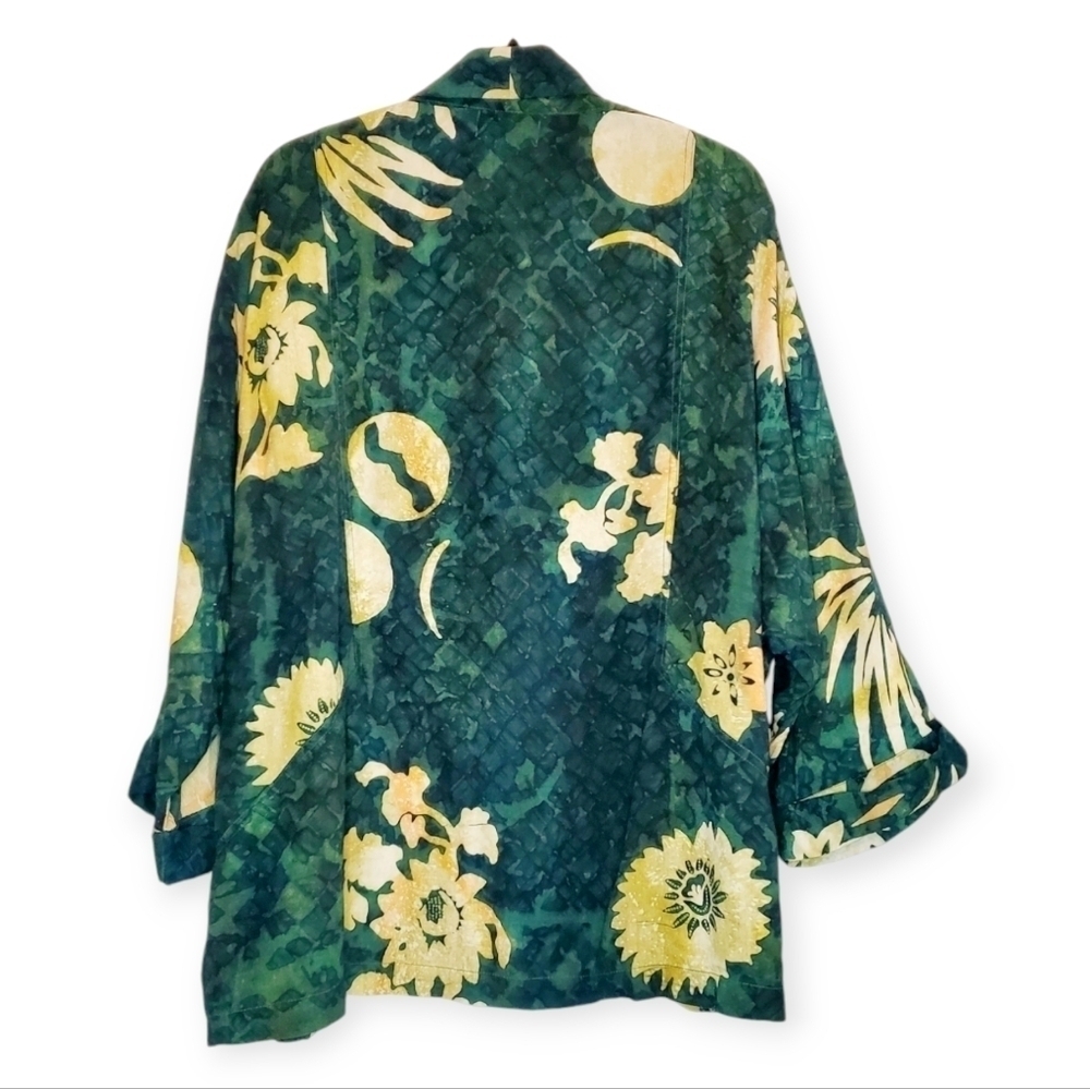 Silver Moon Creations Maui Hawaii Green Floral Open Cardigan - Picture 2 of 10